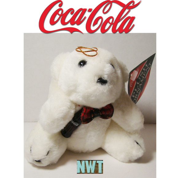 COCA-COLA POLAR BEAR CHRISTMAS PLUSH ORNAMENT SET OF 3 NEW IN PACKAGE!